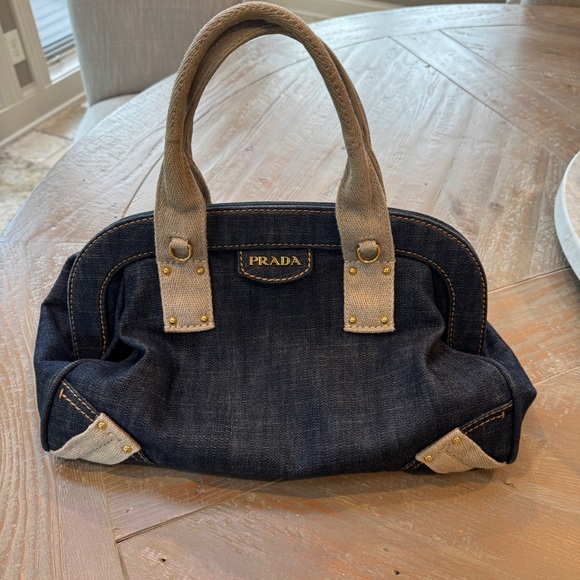 Prada Denim and Beige Shoulder Bag - Picture 1 of 5